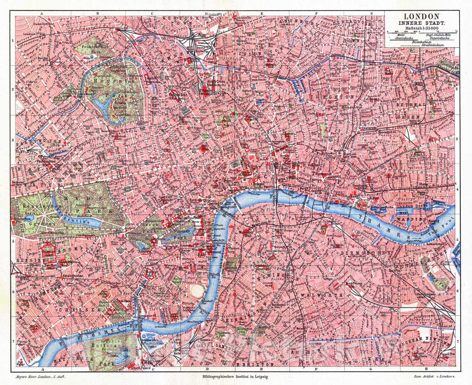 Historic Map : 1906 London Innere Stadt : Vintage Wall Art