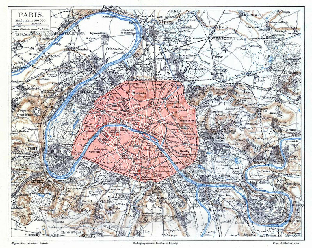 Historic Map : 1906 Paris : Vintage Wall Art