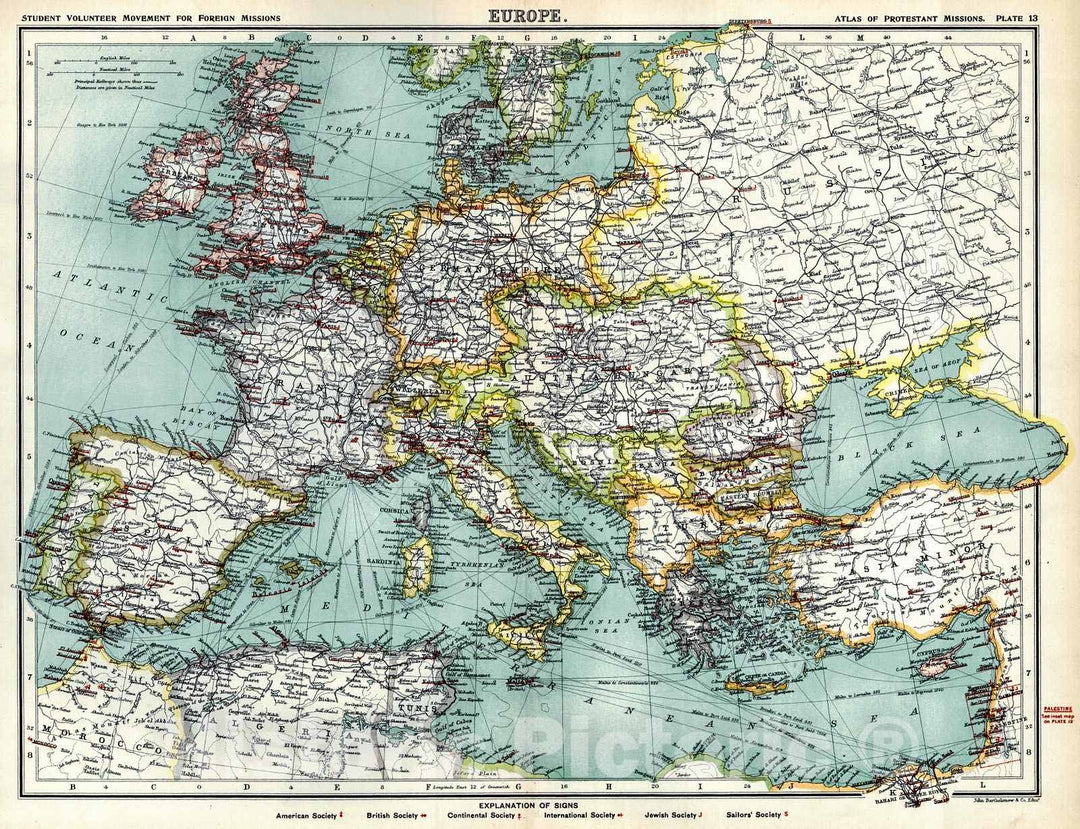 Historic Map : 1906 Europe : Vintage Wall Art