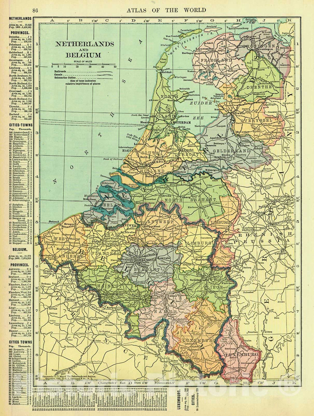 Historic Map : 1906 Netherlands and Belgium : Vintage Wall Art