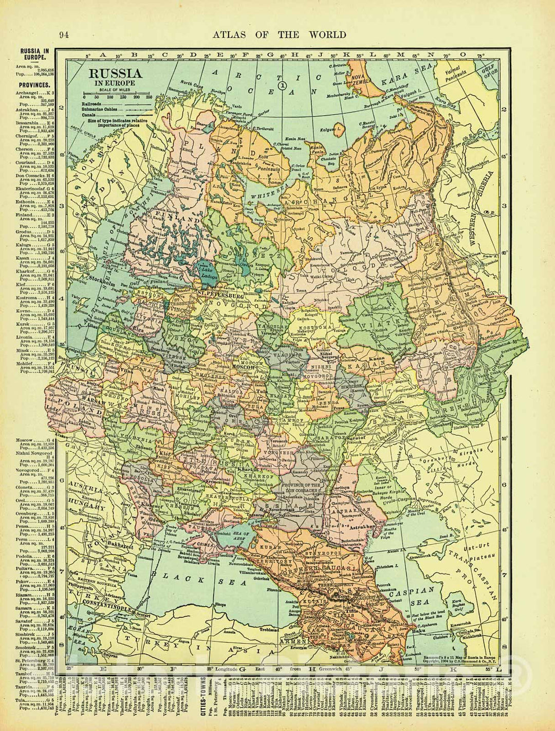 Historic Map : 1906 Russia in Europe : Vintage Wall Art