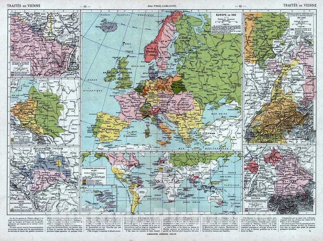 Historic Map : 1908 Europe en 1815 : Vintage Wall Art