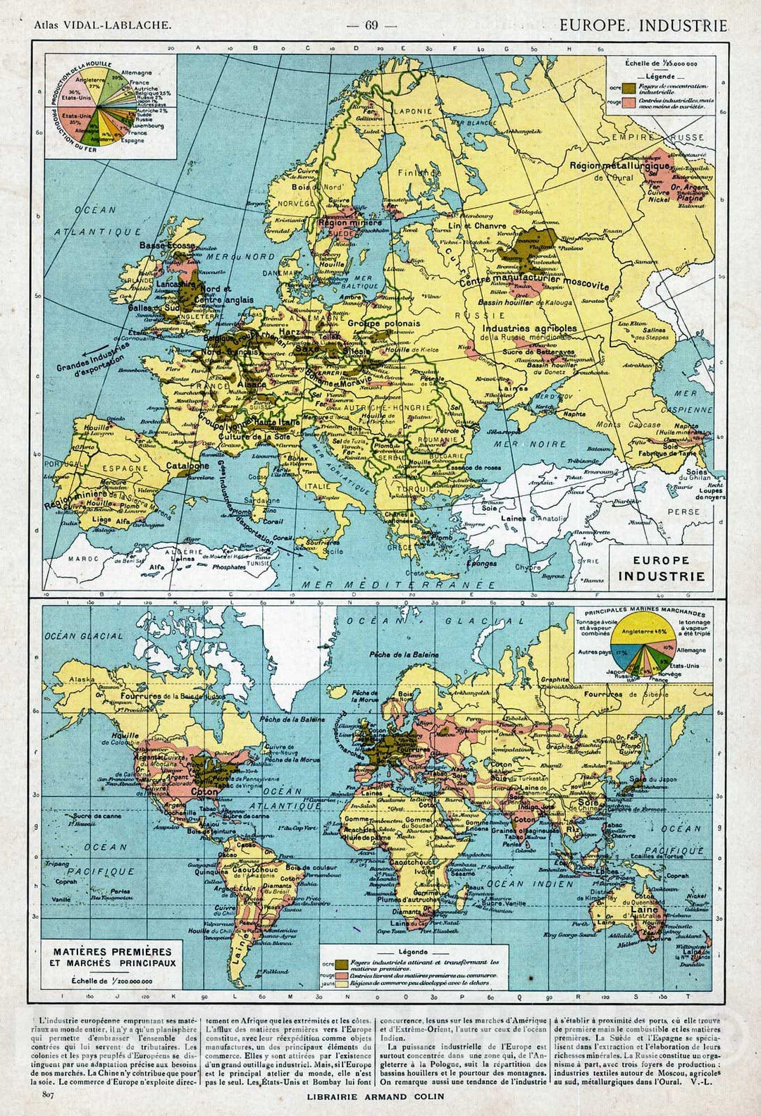 Historic Map : 1908 Europe Industrie : Vintage Wall Art