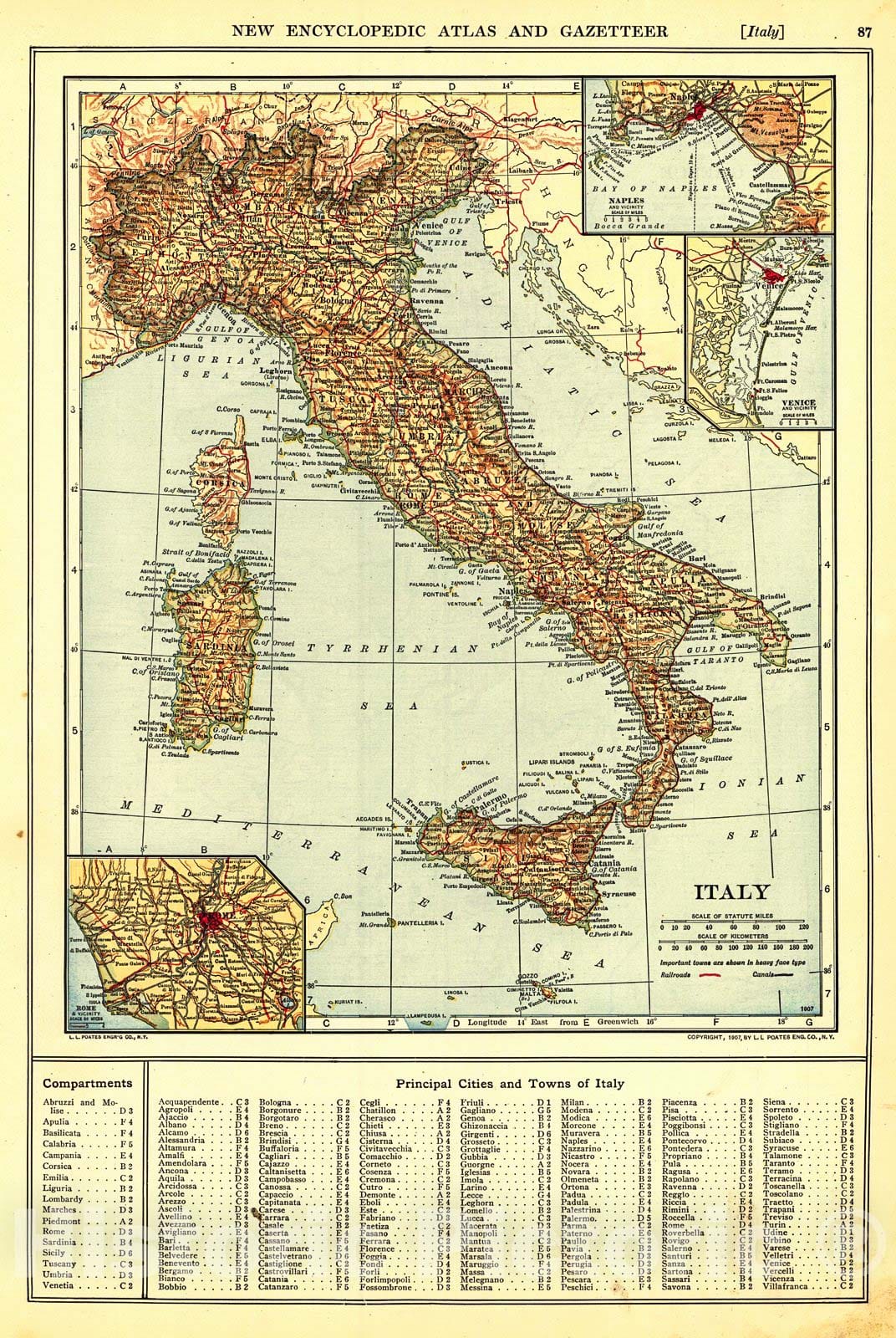 Historic Map : 1909 Italy : Vintage Wall Art