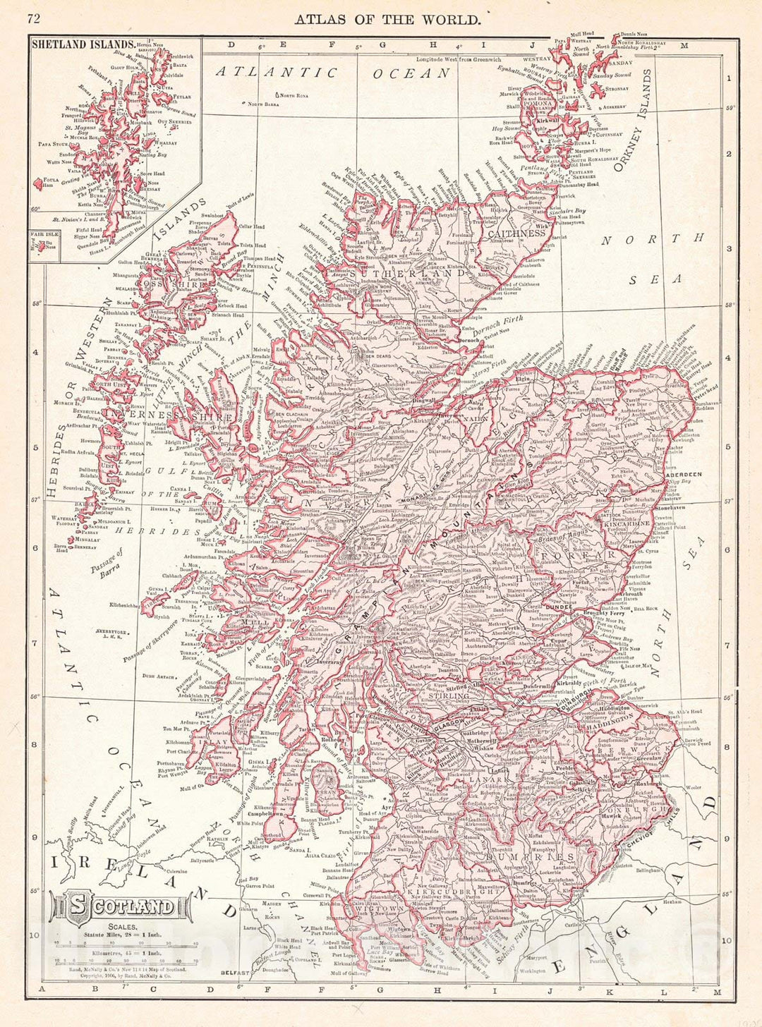 Historic Map : 1910 Scotland : Vintage Wall Art