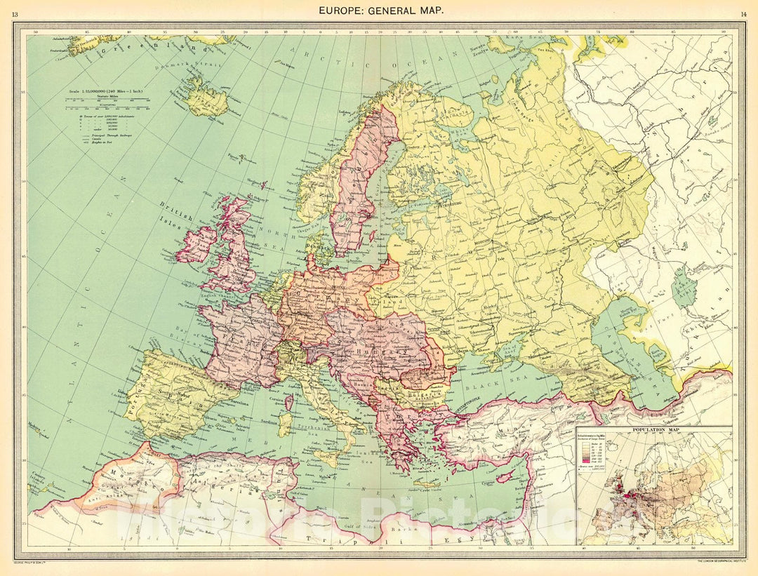 Historic Map : 1910 Europe: General Map : Vintage Wall Art