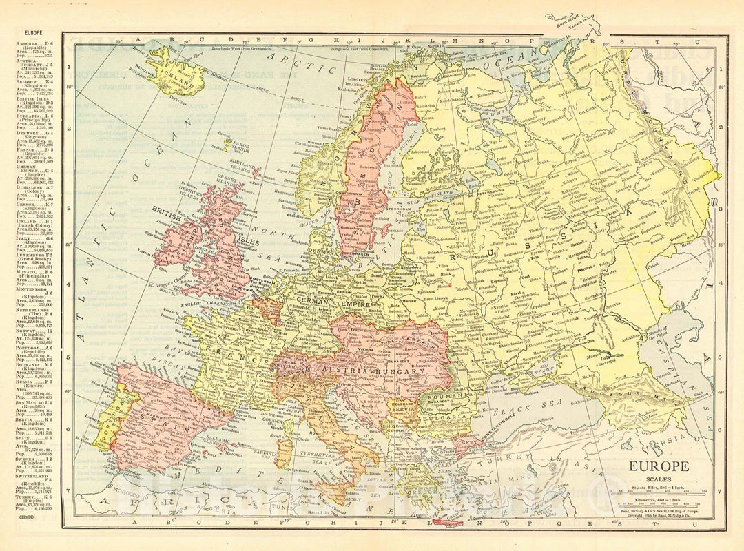 Historic Map : 1913 Europe : Vintage Wall Art