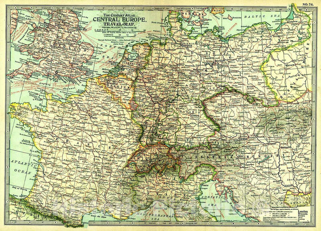 Historic Map : 1913 Central Europe : Vintage Wall Art