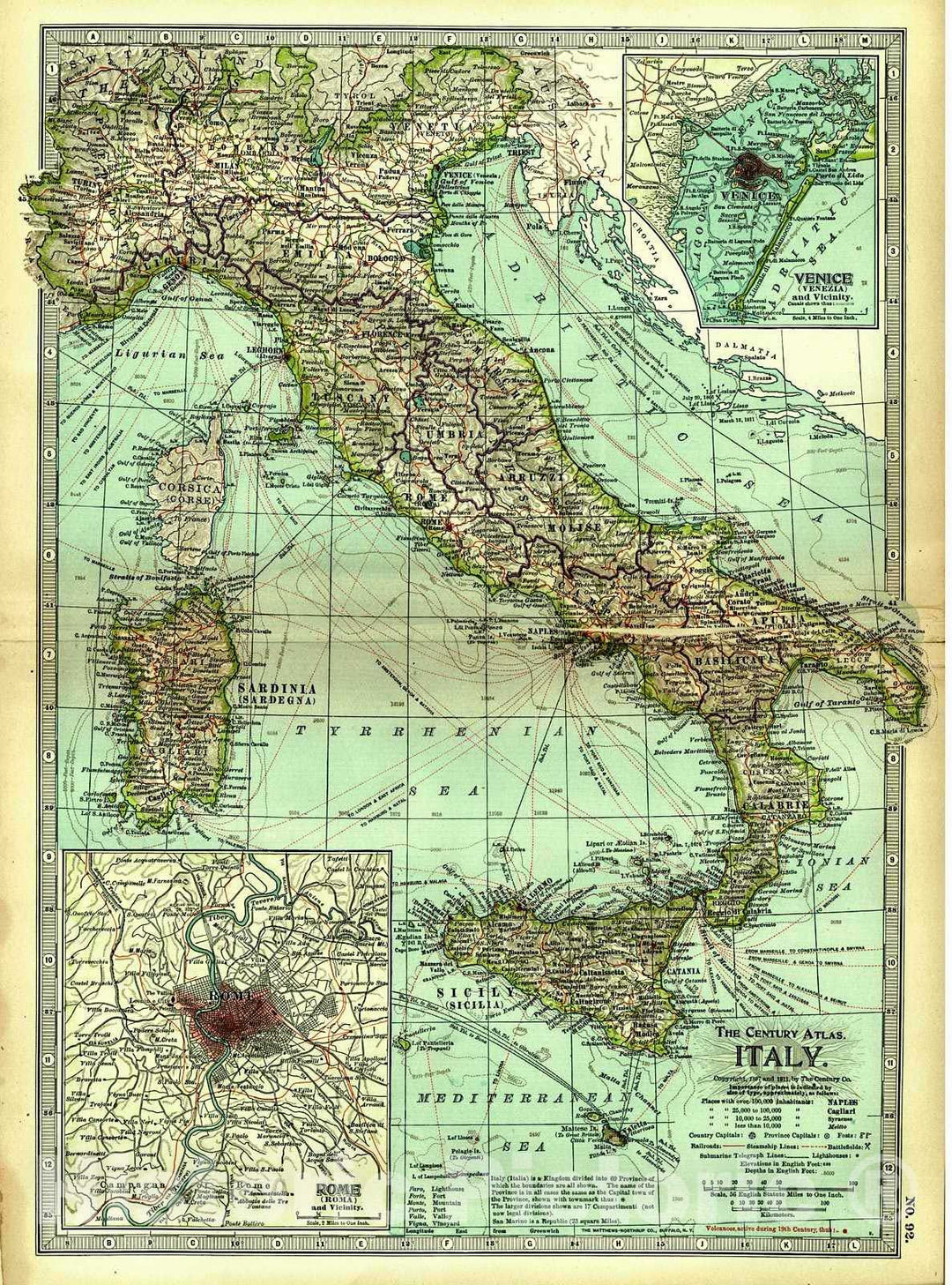 Historic Map : 1913 Italy : Vintage Wall Art