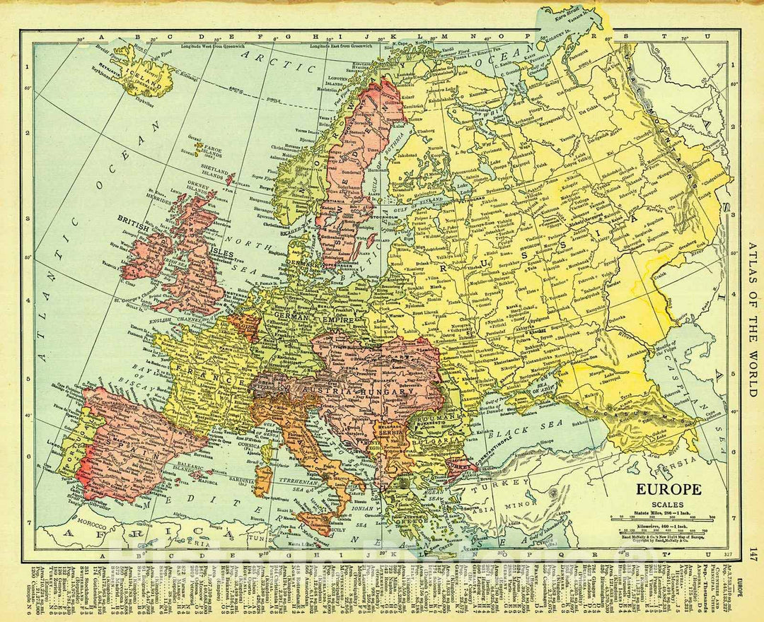 Historic Map : 1916 Europe : Vintage Wall Art