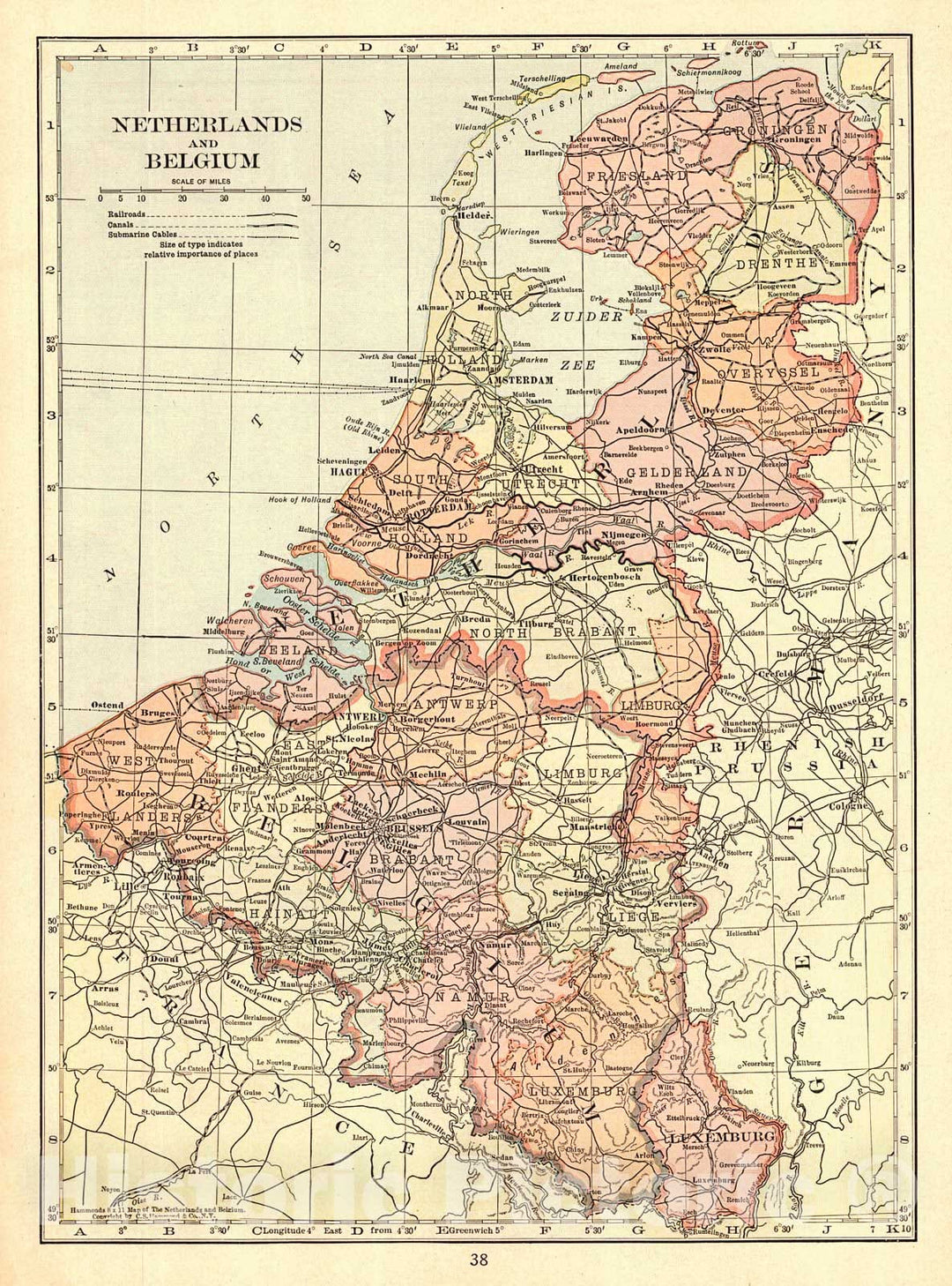 Historic Map : 1917 Netherlands and Belgium : Vintage Wall Art