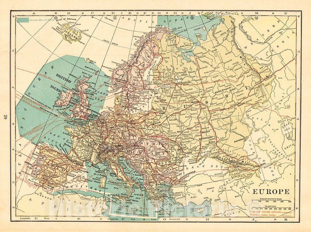 Historic Map : 1917 Europe : Vintage Wall Art