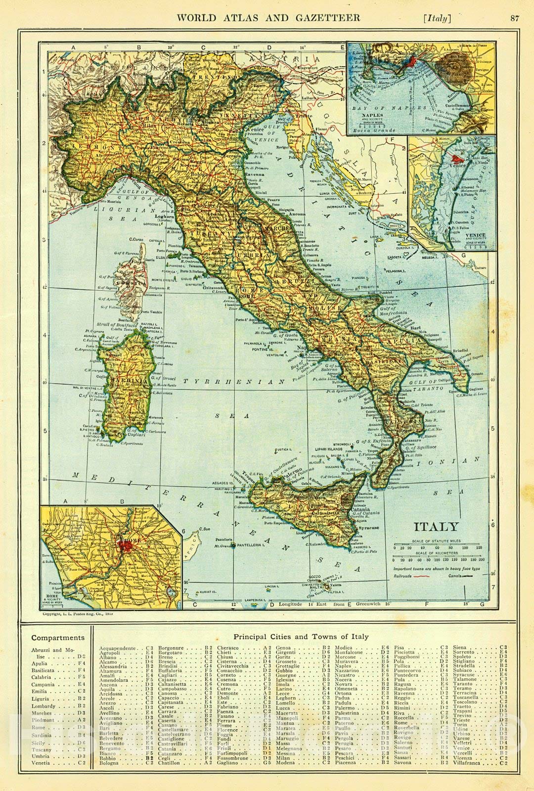 Historic Map : 1920 Italy : Vintage Wall Art