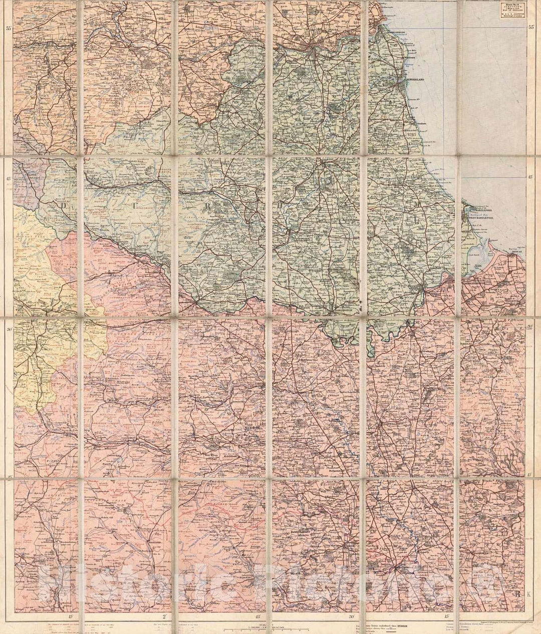 Historic Map : 1920 Map of England, Sheet No.4 : Vintage Wall Art