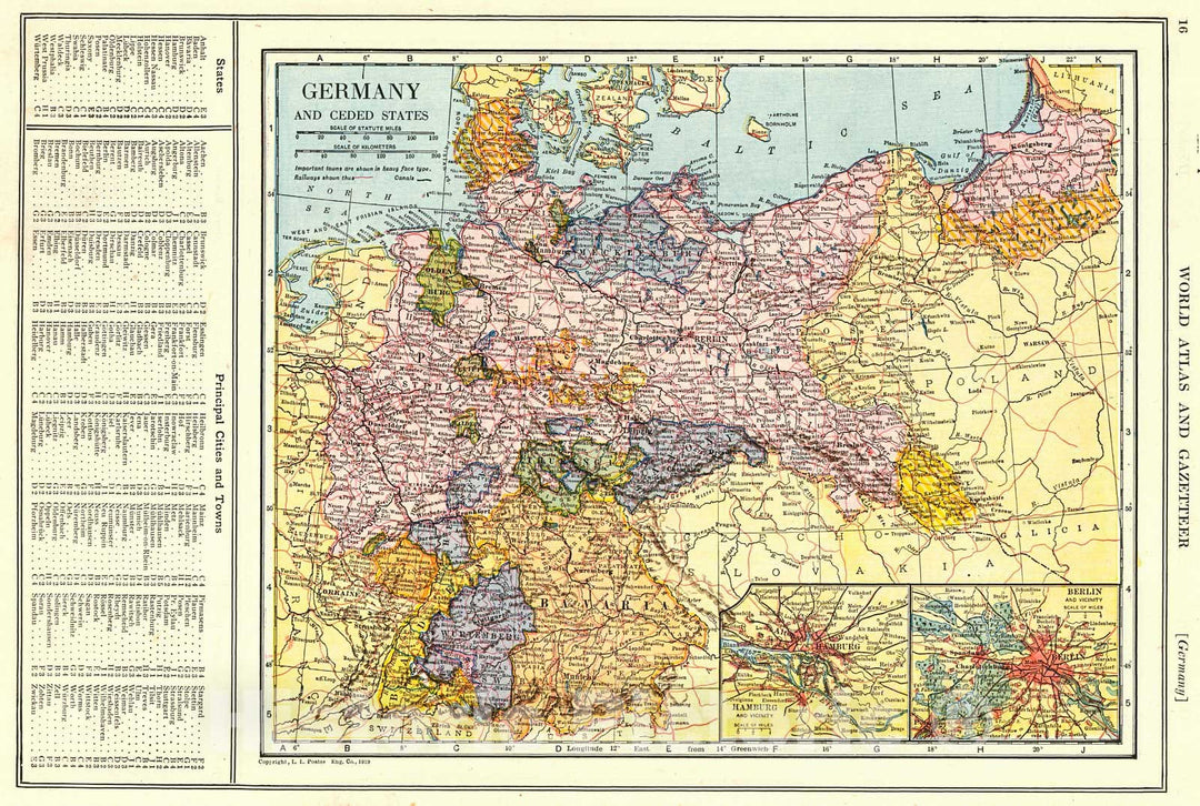 Historic Map : 1920 Germany and Ceded States : Vintage Wall Art