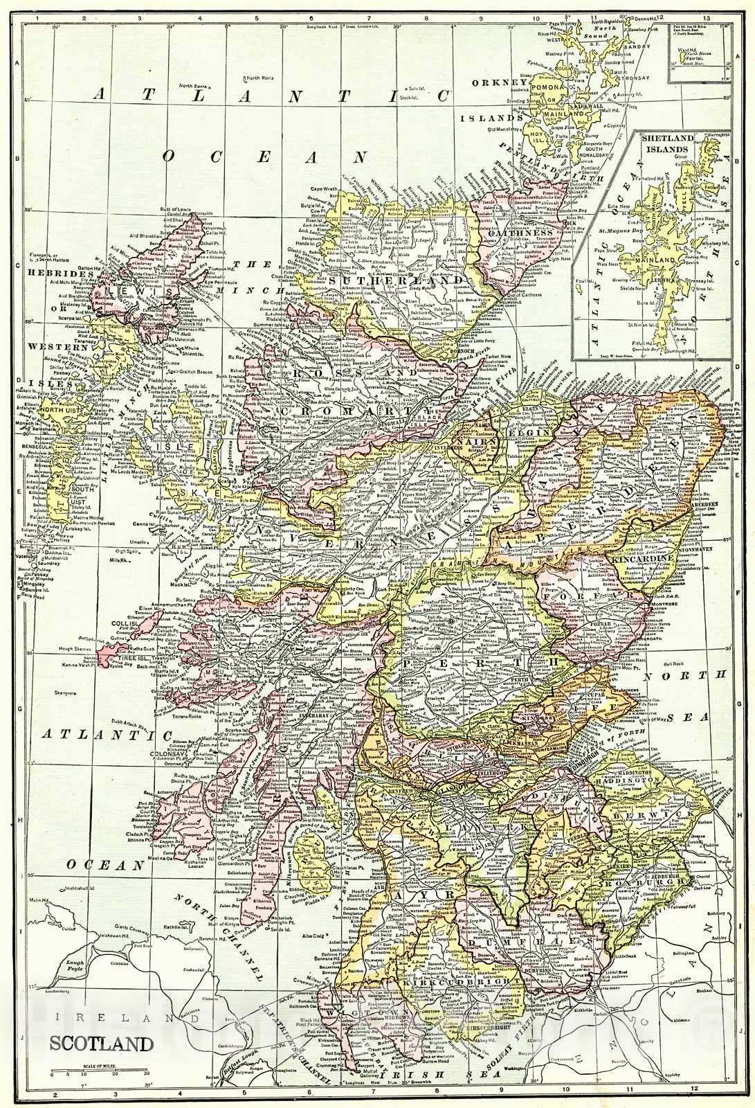 Historic Map : 1922 Scotland : Vintage Wall Art