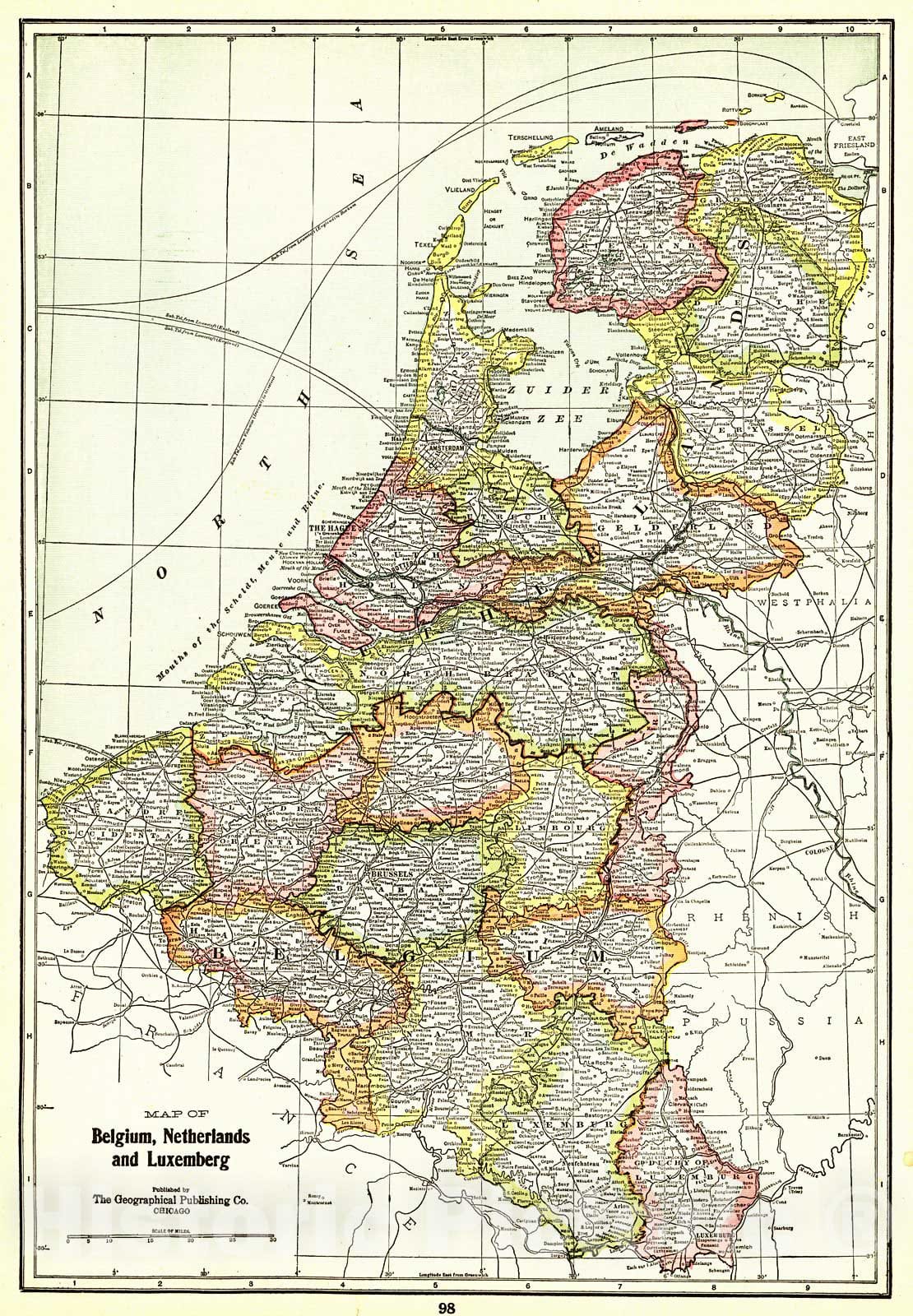 Historic Map : 1922 Map of Belgium, Netherlands and Luxemberg  : Vintage Wall Art