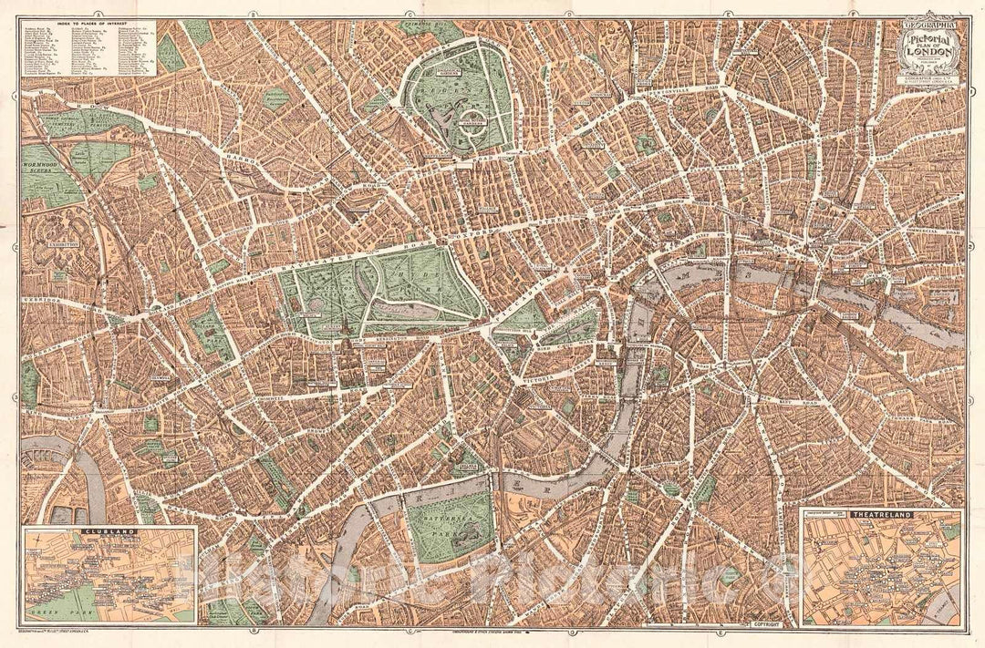 Historic Map : 1923 The Pictorial Plan of London : Vintage Wall Art