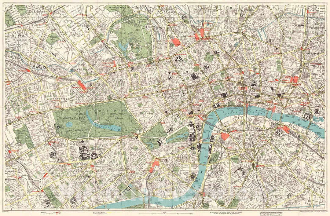 Historic Map : 1928 Vest Pocket Street Plan of Central London  : Vintage Wall Art