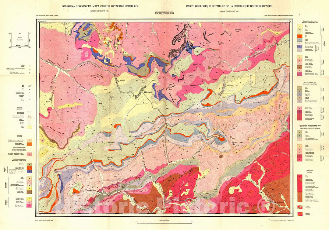 Historic Map : 1947 Podrobn&aacute; Geologick&aacute; Mapa Ceskoslovenskej Republiky, Slovensko- List Zliechov : Vintage Wall Art