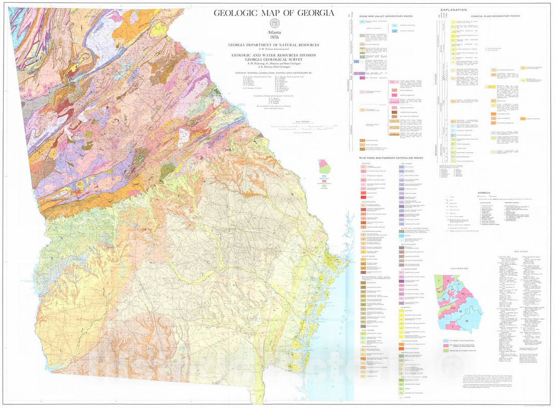 Historic Map : 1976 Geologic Map of Georgia : Vintage Wall Art