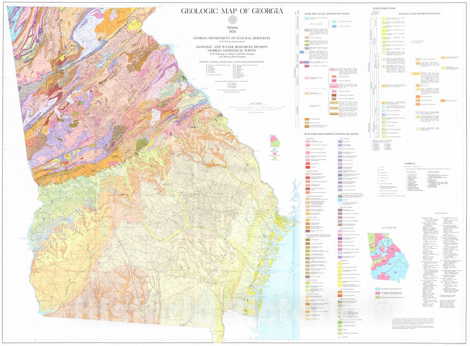 Historic Map : 1976 Geologic Map of Georgia : Vintage Wall Art