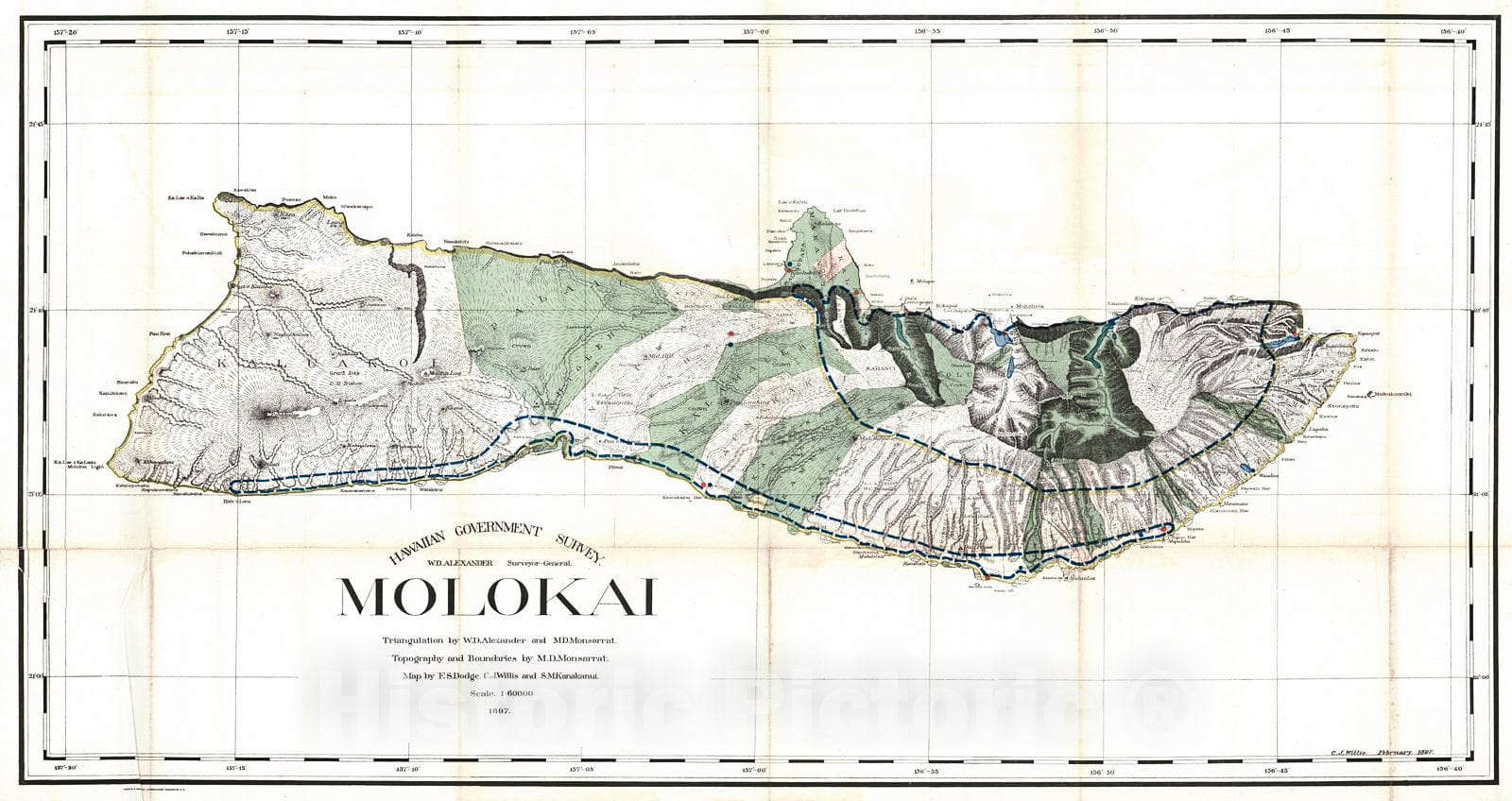 Historic Map : 1897 Molokai : Vintage Wall Art