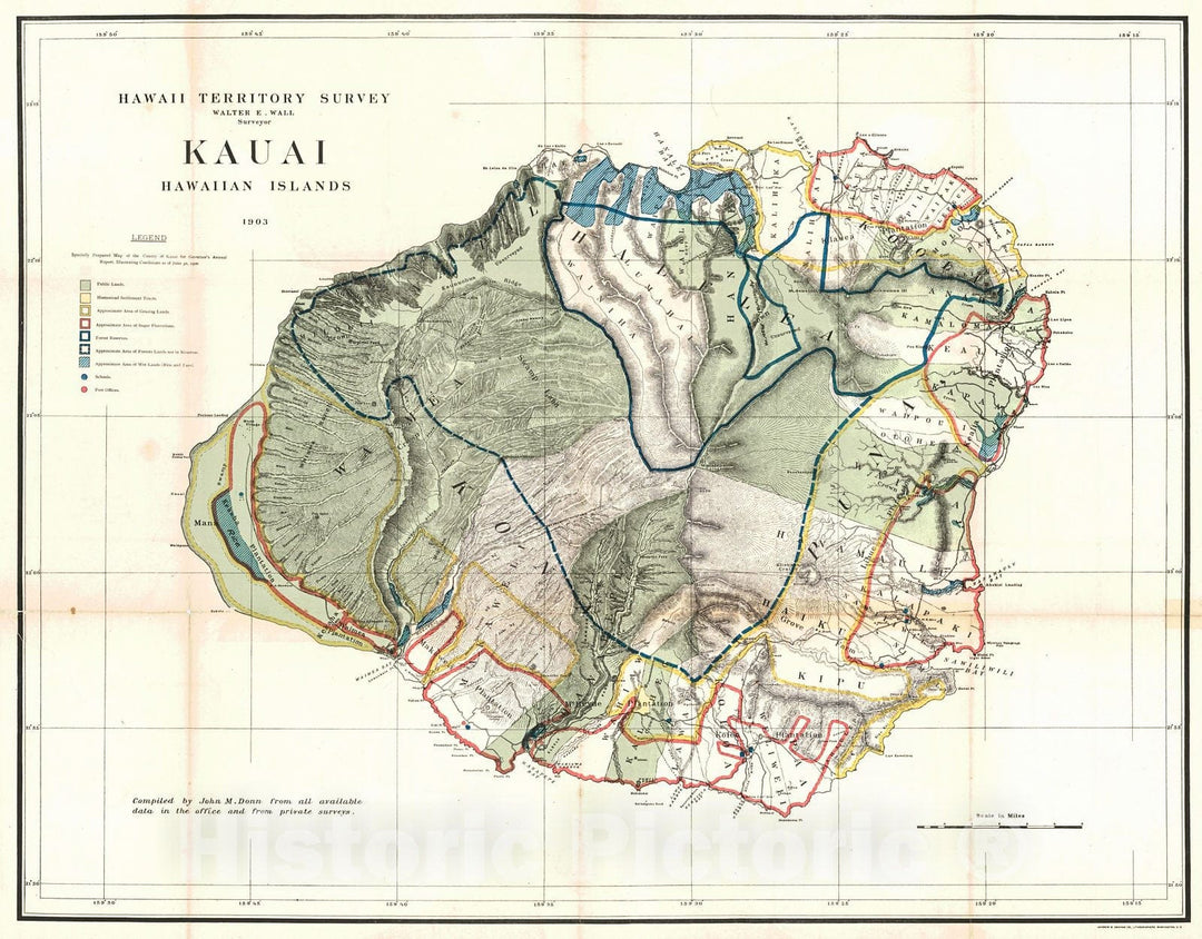 Historic Map : 1903 Kauai : Vintage Wall Art