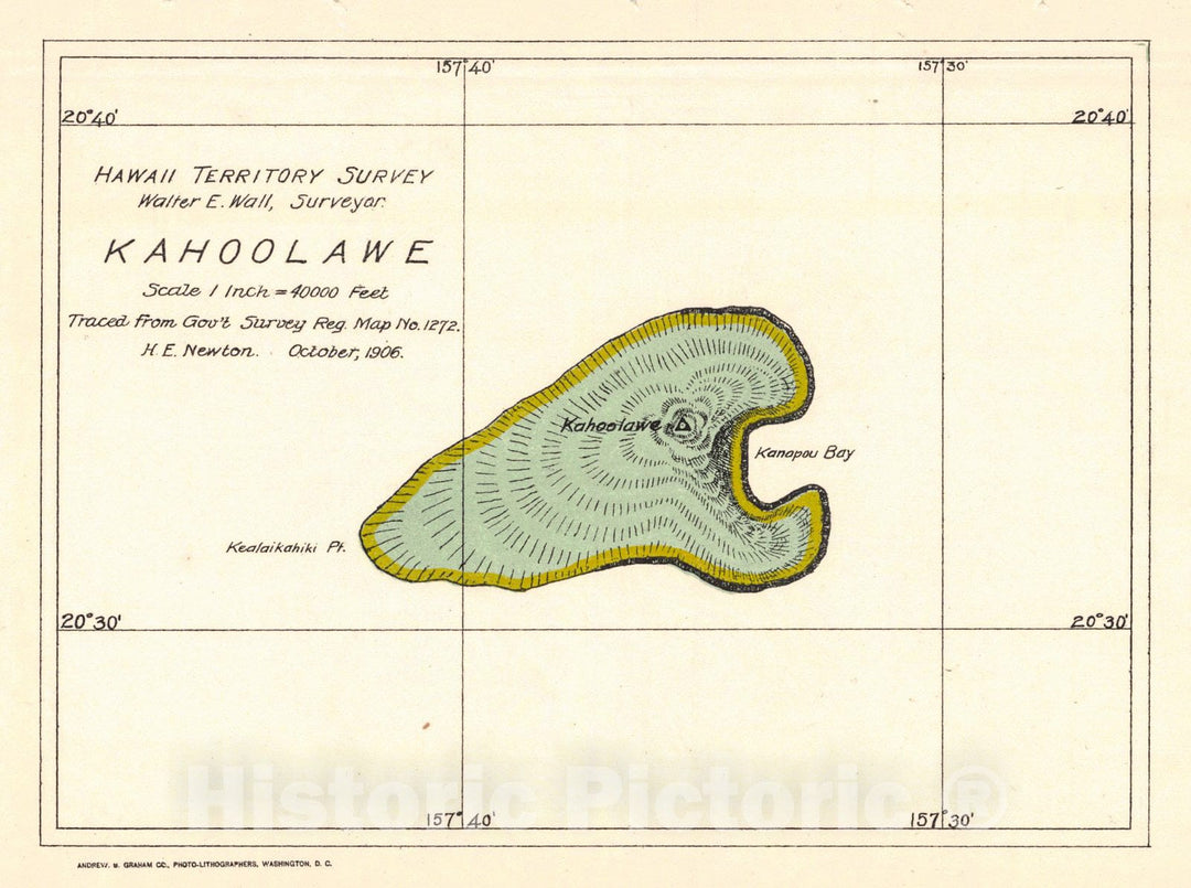 Historic Map : 1906 Kahoolawe : Vintage Wall Art