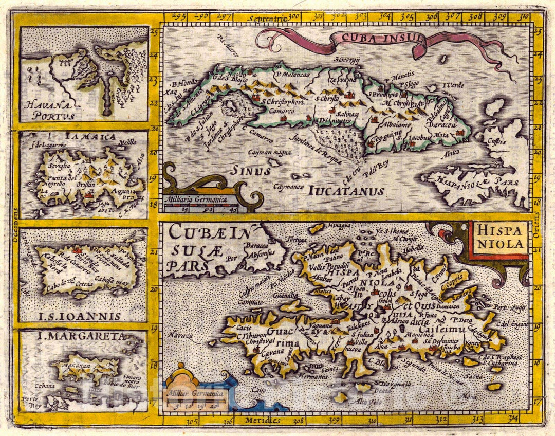 Historic Map : 1625 [Cuba Hispaniola] : Vintage Wall Art