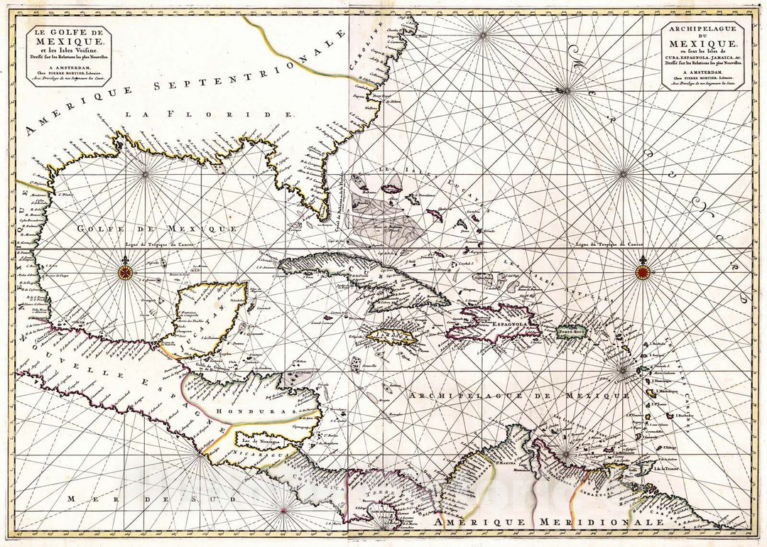 Historic Map : 1700 Le Golfe de Mexique : Vintage Wall Art