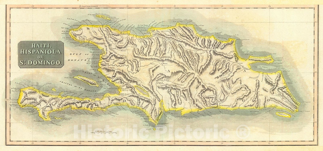 Historic Map : 1816 Haiti, Hispaniola or St. Domingo : Vintage Wall Art