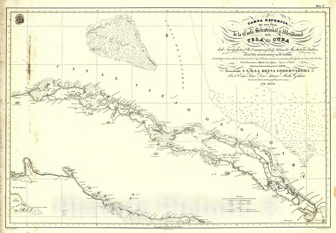 Historic Map : 1836 Cuba desde Nuevitas hasta el Rio Camarioca y desde Sabana la Mar hasta los Jardines / Cuba from Nuevitas to the Rio Camarioca : Vintage Wall Art