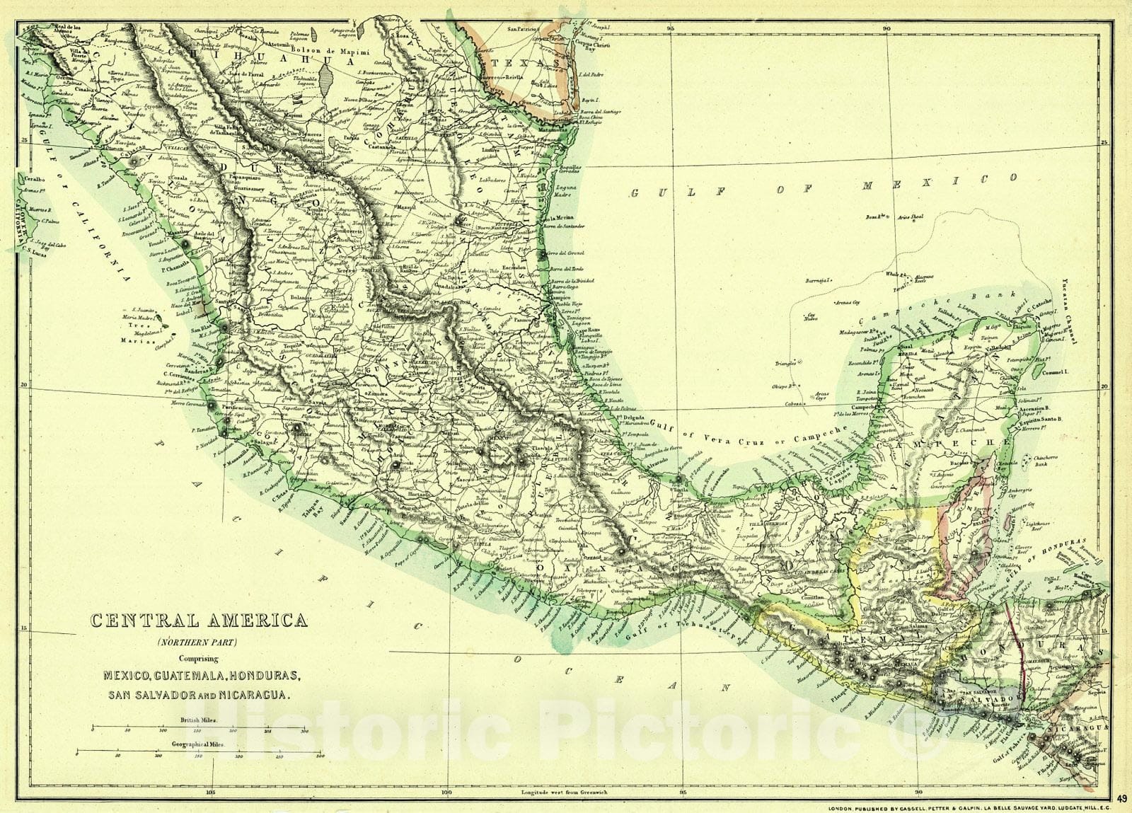 Historic Map : 1862 Central America (Northern Part) : Vintage Wall Art