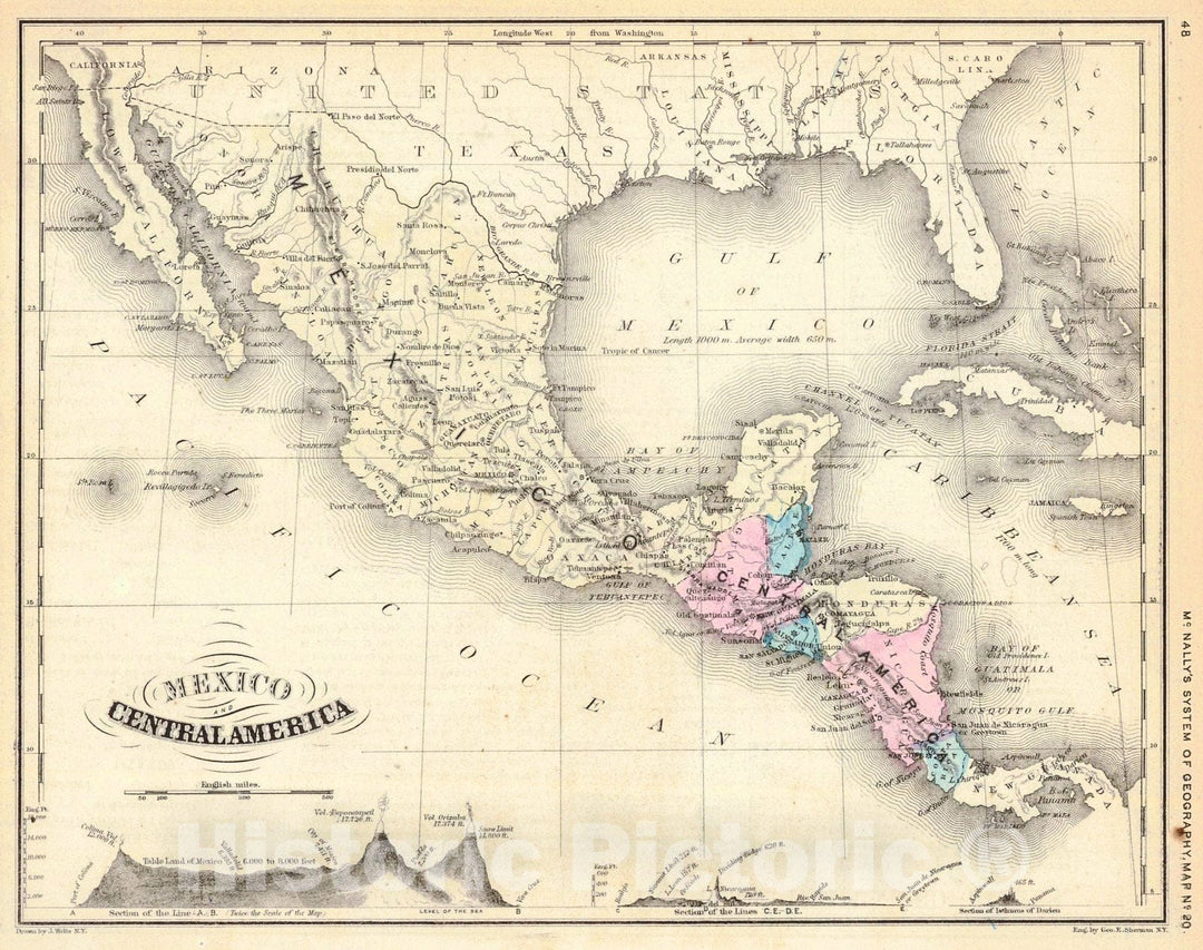 Historic Map : 1863 Mexico and Central America : Vintage Wall Art