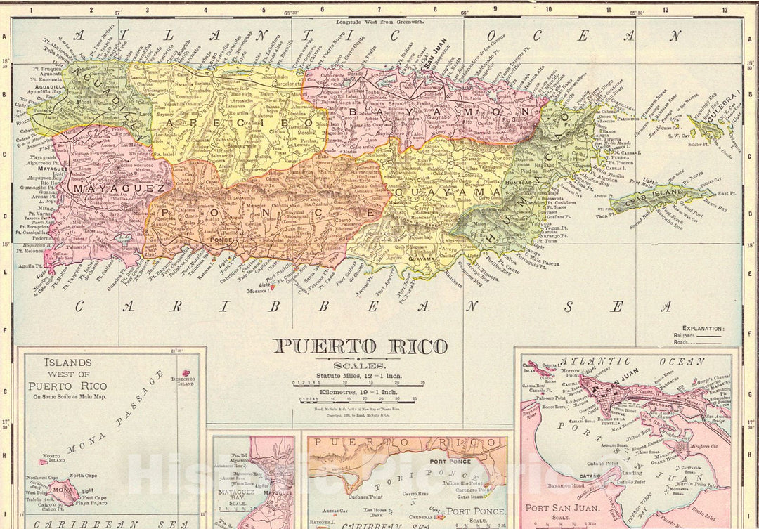 Historic Map : 1899 Puerto Rico : Vintage Wall Art