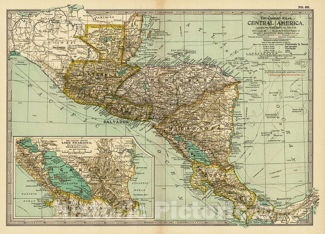 Historic Map : 1899 Central America : Vintage Wall Art