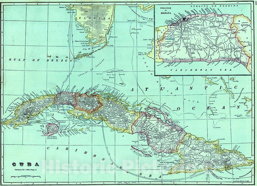 Historic Map : 1909 Cuba : Vintage Wall Art