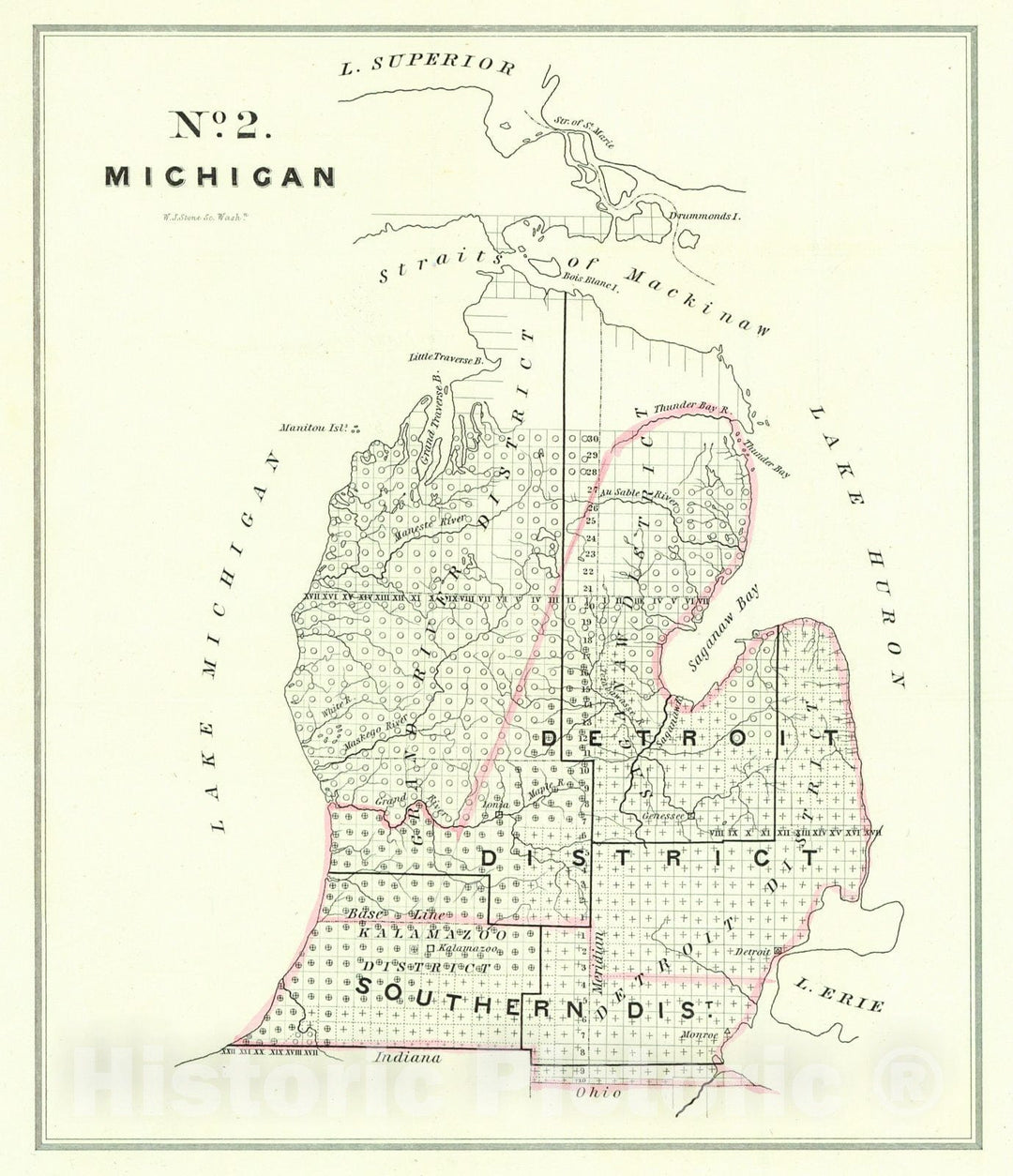 Historic Map : 1841 No. 2 Michigan : Vintage Wall Art