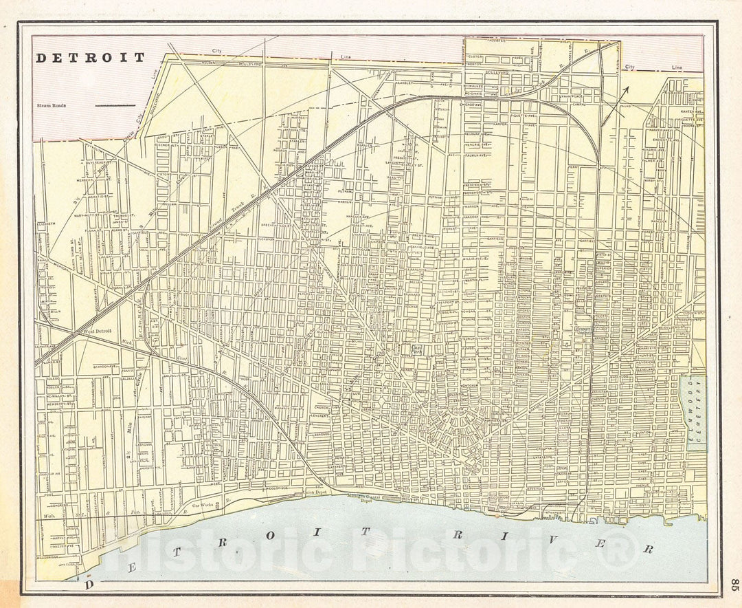 Historic Map : 1885 Detroit : Vintage Wall Art