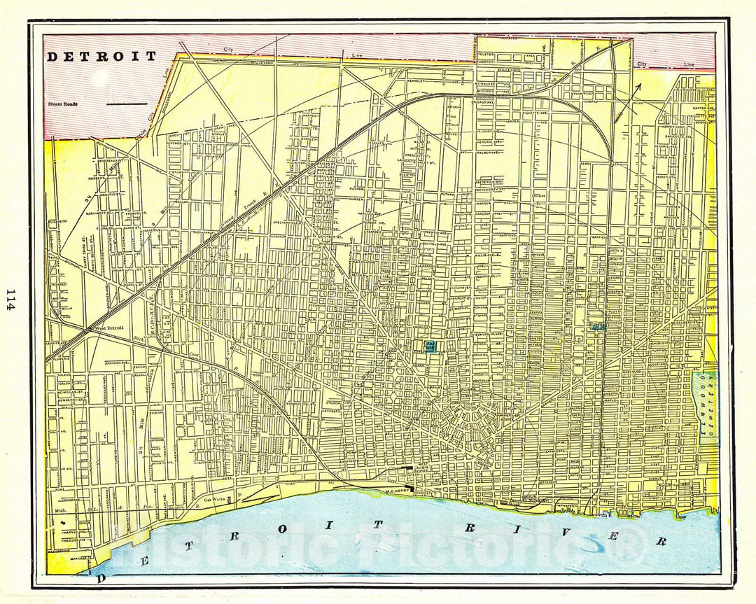 Historic Map :  Detroit, Michigan, 1898 : Vintage Wall Art