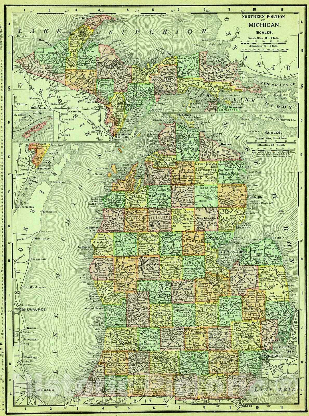 Historic Map : 1905 Michigan : Vintage Wall Art