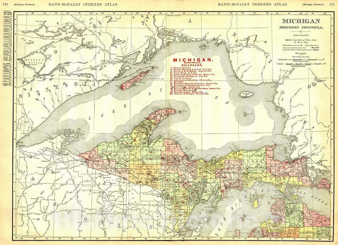 Historic Map : 1906 Michigan, Northern Peninsula : Vintage Wall Art