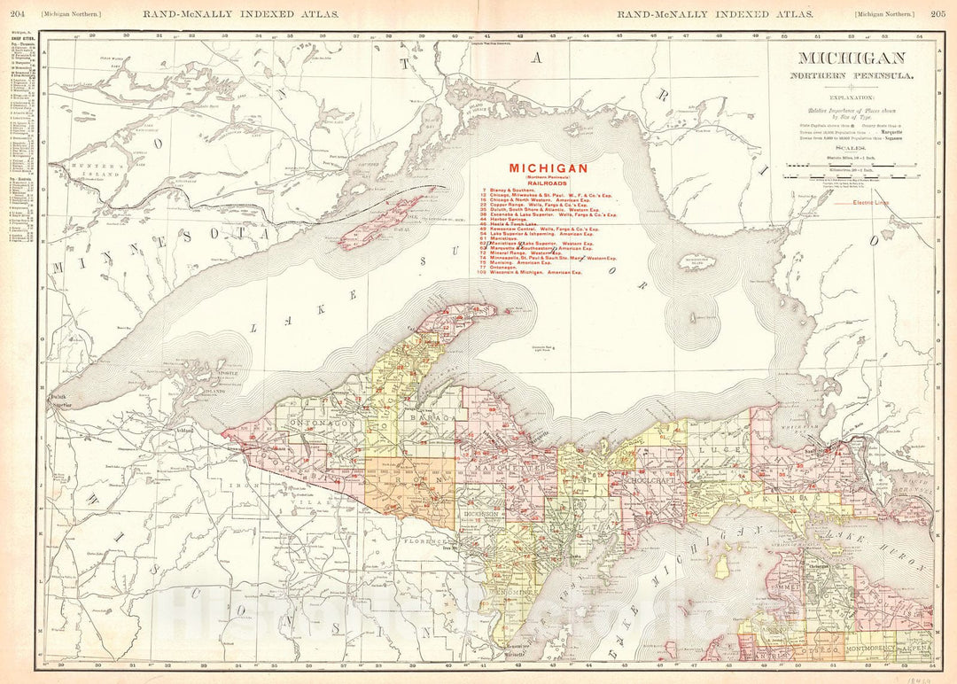 Historic Map : 1910 Michigan - Northern Peninsula : Vintage Wall Art