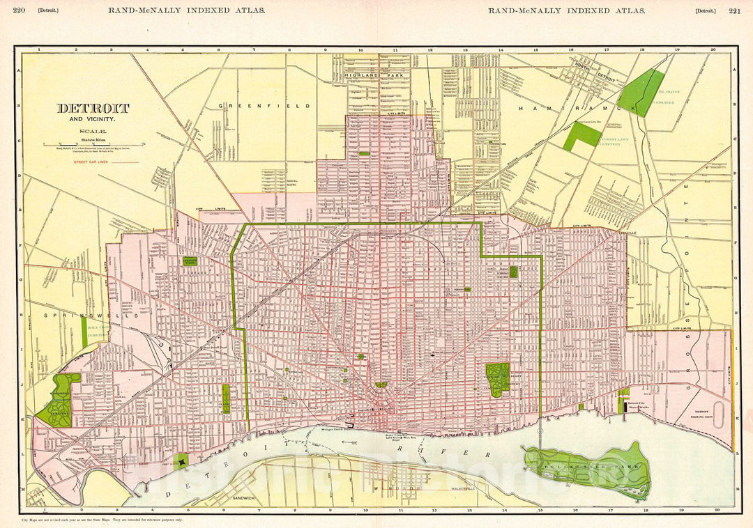 Historic Map : 1911 Detroit and Vicinity : Vintage Wall Art