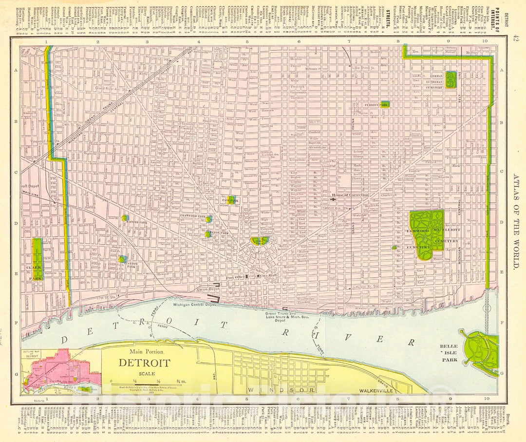 Historic Map : 1912 Detroit : Vintage Wall Art