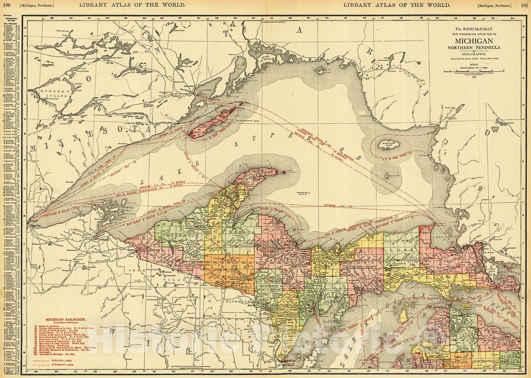 Historic Map : 1912 Michigan, Northern Peninsula : Vintage Wall Art