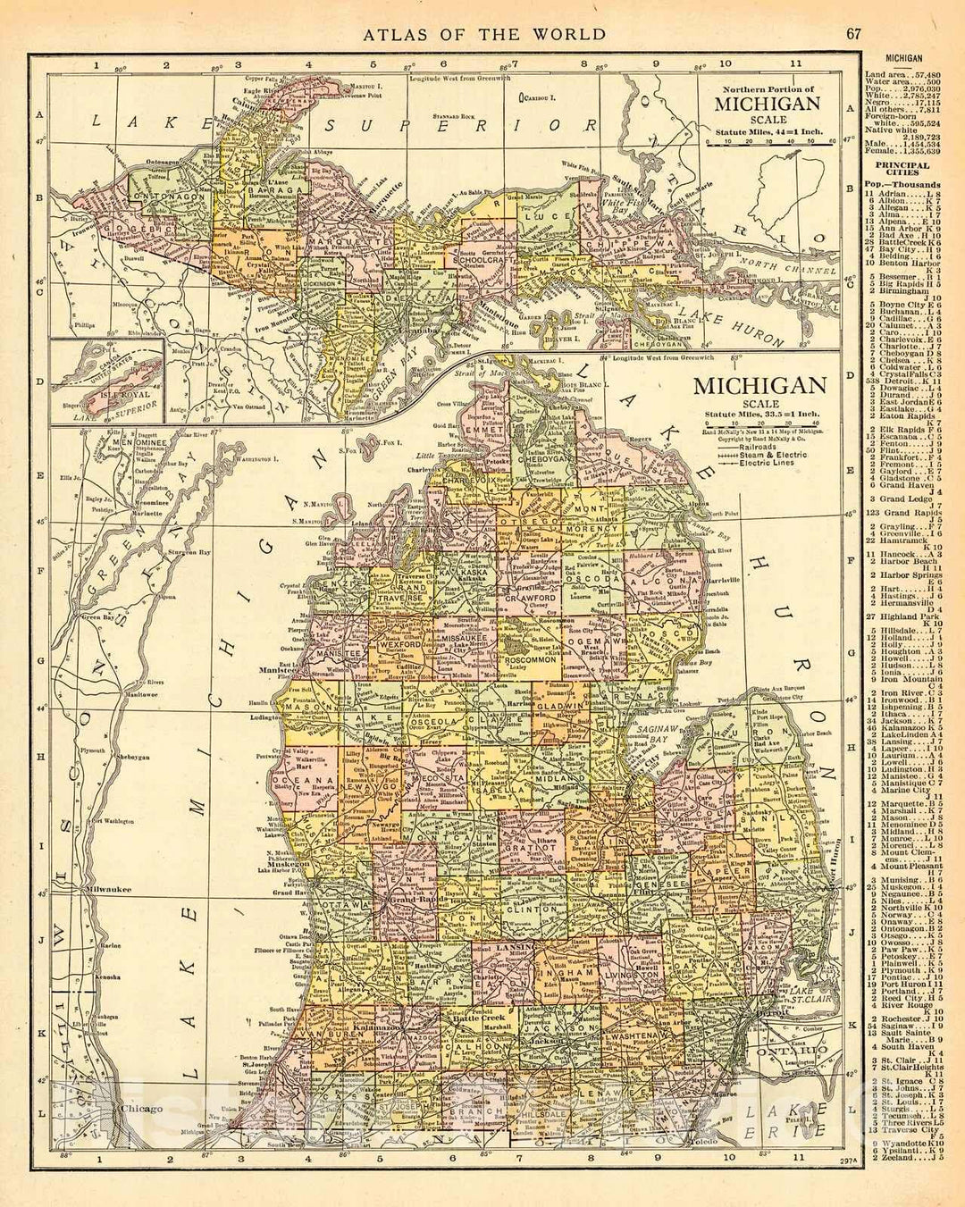 Historic Map : 1916 Michigan : Vintage Wall Art