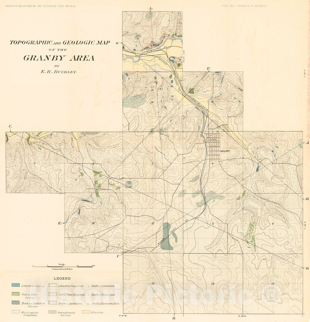 Historic Map : 1905 Topographic and Geologic Map of the Granby Area : Vintage Wall Art