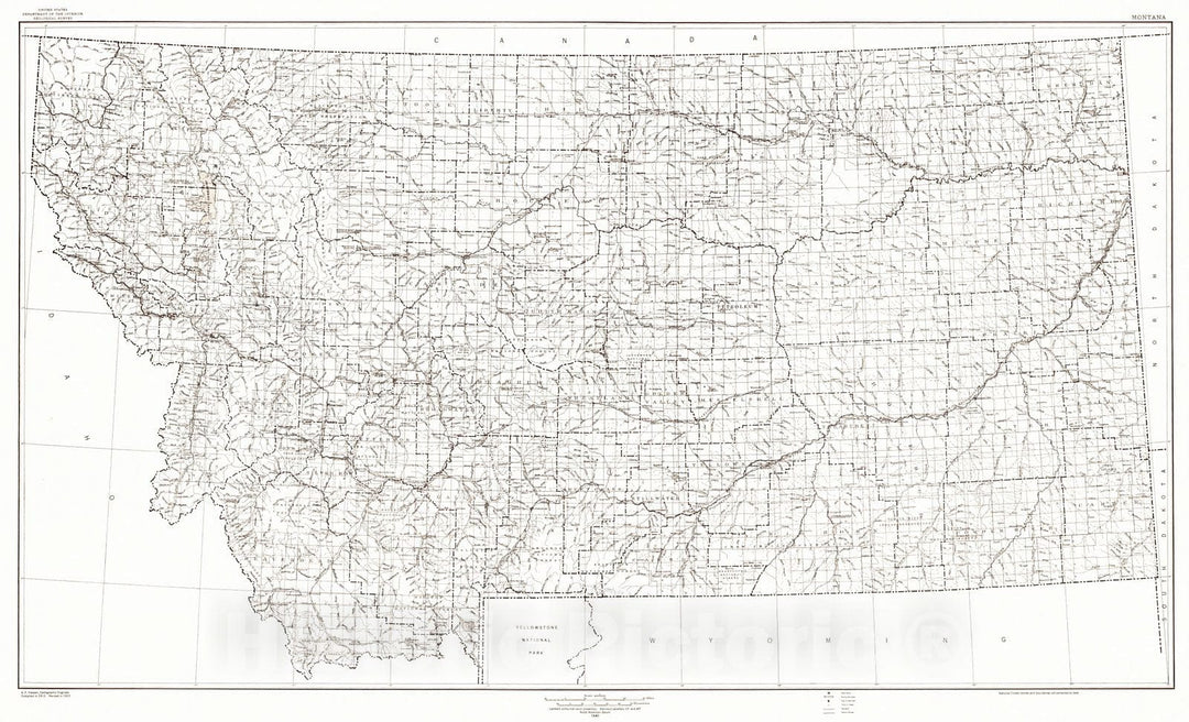 Historic Map : 1940 State of Montana : Vintage Wall Art